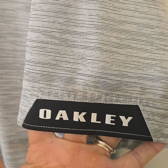 Oakley Tailored Fit Polo Shirt Mens XXL Heather Gray Short Sleeve Spellout, Golf - Picture 3 of 8